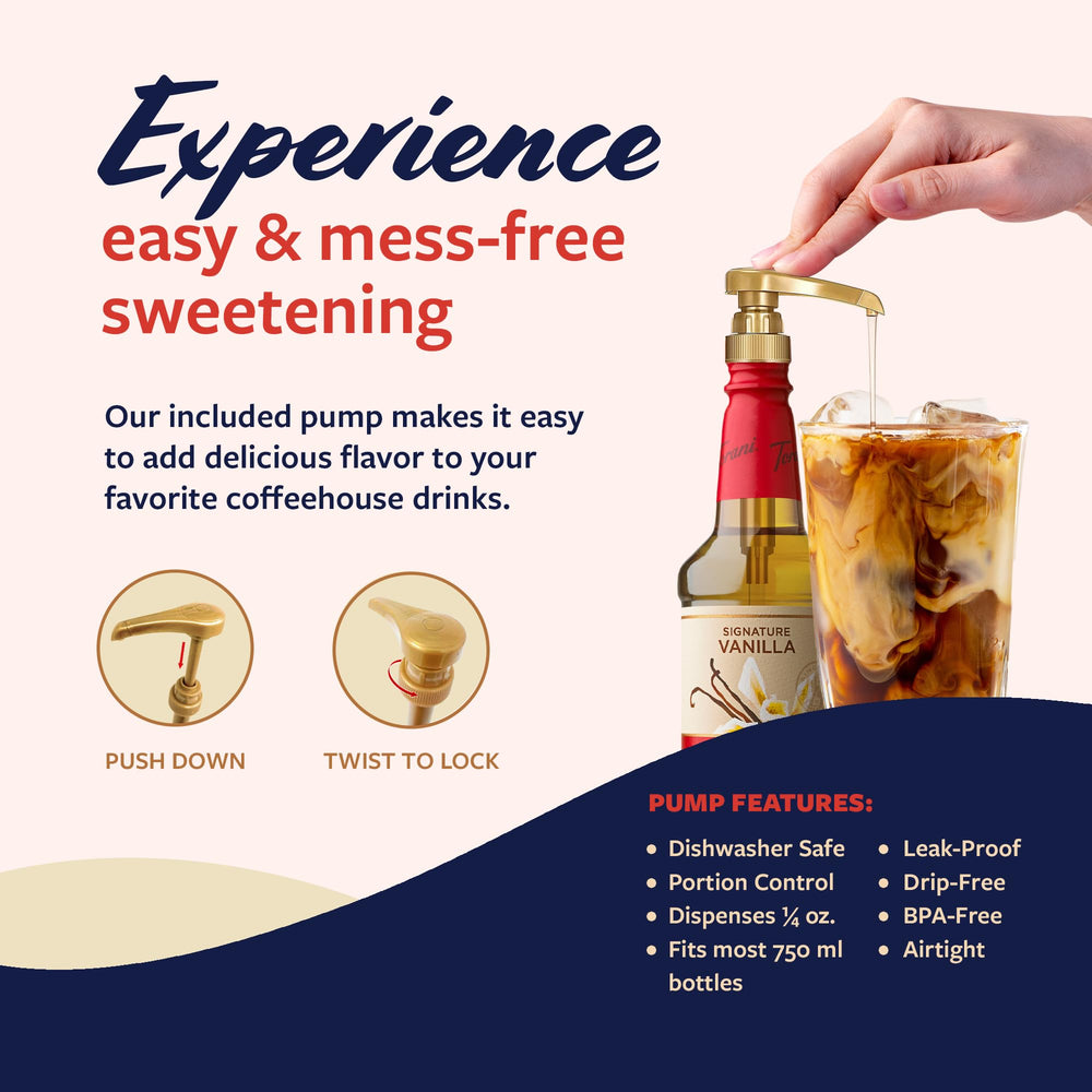 Real cane sugar and natural colors highlighted in Torani vanilla syrup.