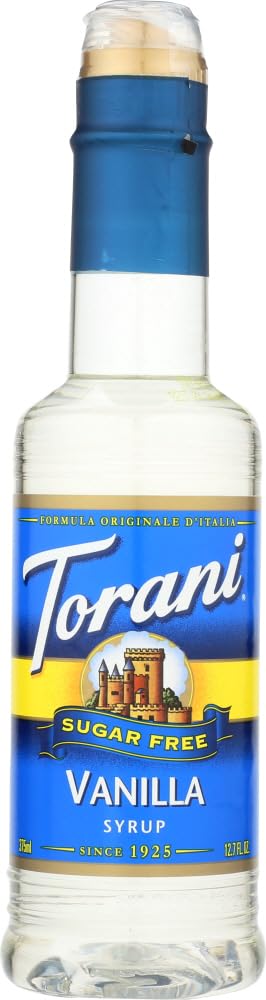 Torani Vanilla Syrup pack of four bottles for home beverages.