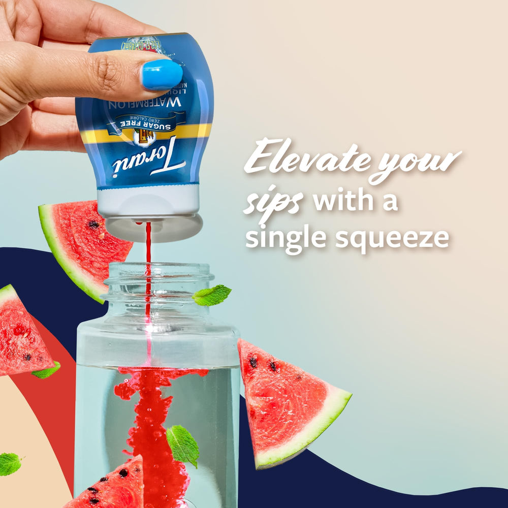Torani watermelon enhancer added to lemonade for a mocktail idea