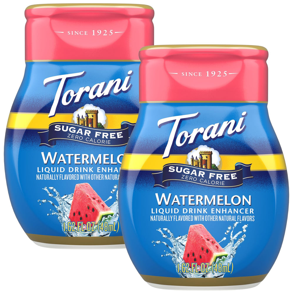 Torani Watermelon Drink Enhancer 2-pack front view for hydration flavor