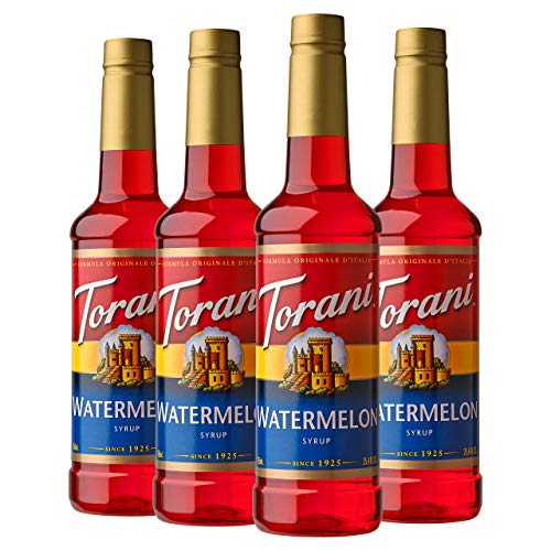 Torani Watermelon Syrup bottle shows juicy flavor ideal for sodas