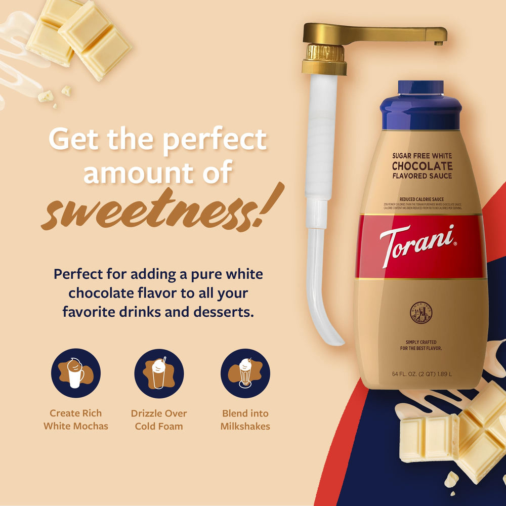 Torani White Chocolate Latte Art showcased with creamy swirls.