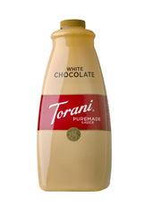 Torani White Chocolate Sauce 64 oz bottle for home use and cafes