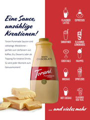 Torani White Chocolate Sauce close-up of ingredients and creamy texture
