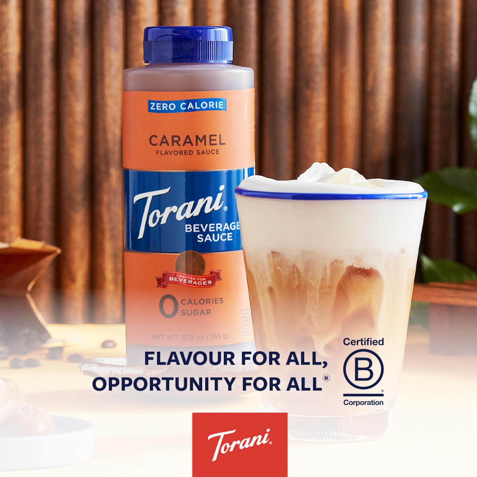 Torani Zero Calorie Caramel Sauce topping for baked goods