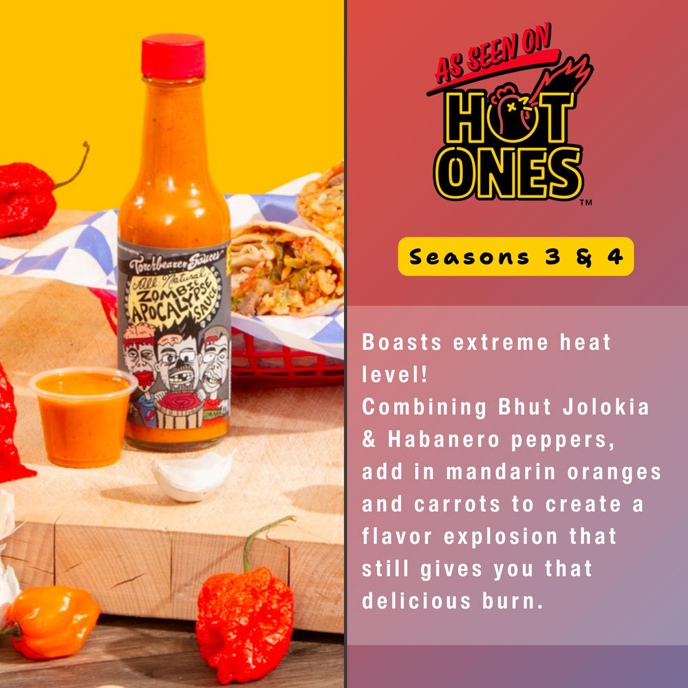 Torchbearer Zombie Apocalypse ingredients collage features fresh peppers and spices for vibrant heat