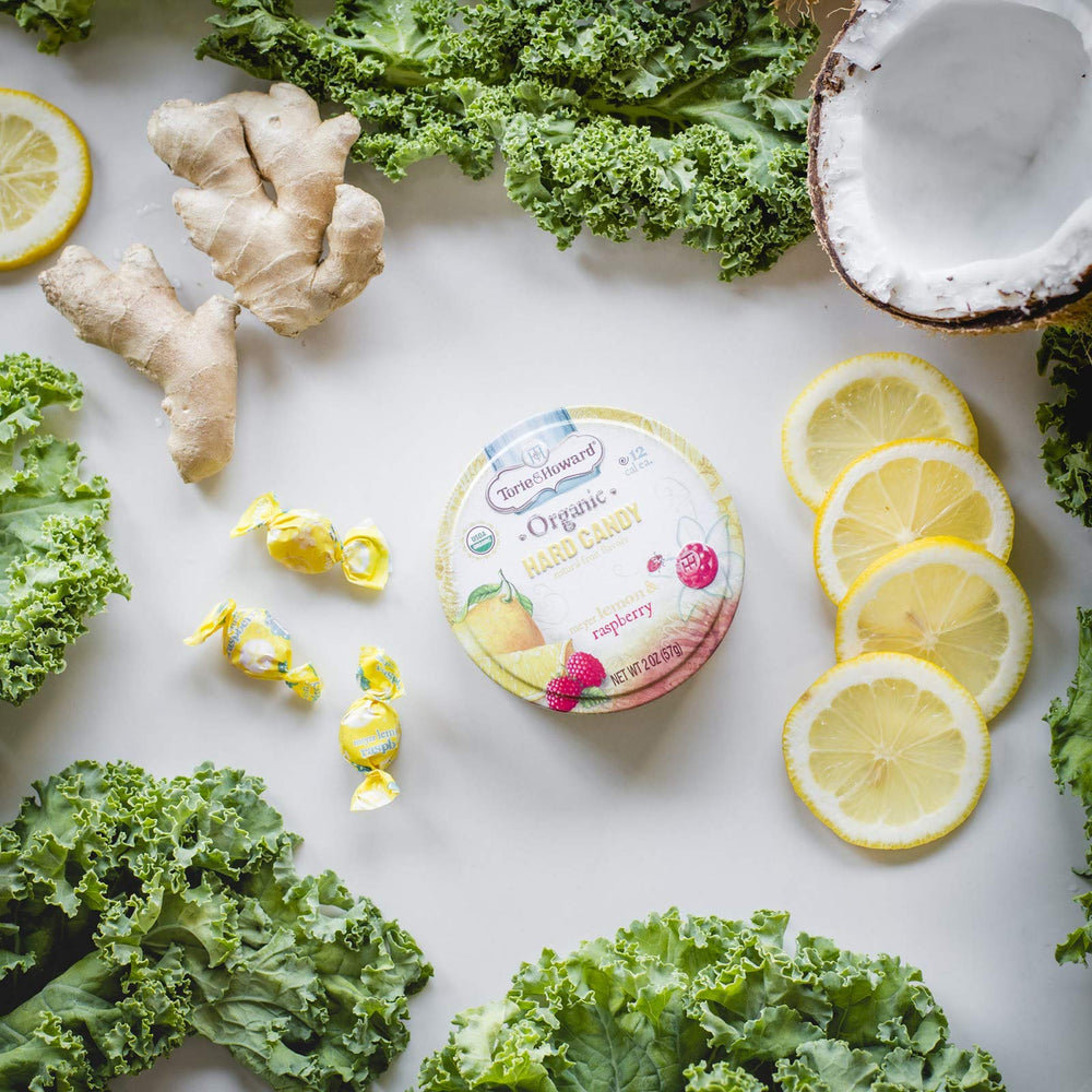 Torie & Howard seals emphasize organic and kosher certification on the packaging.