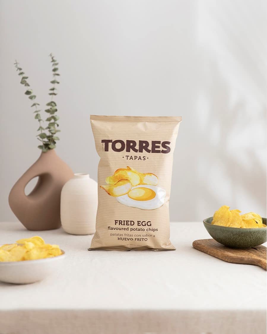 Torres Selecta Tapas Fried Egg chips ingredients panel, great base for tapas night.