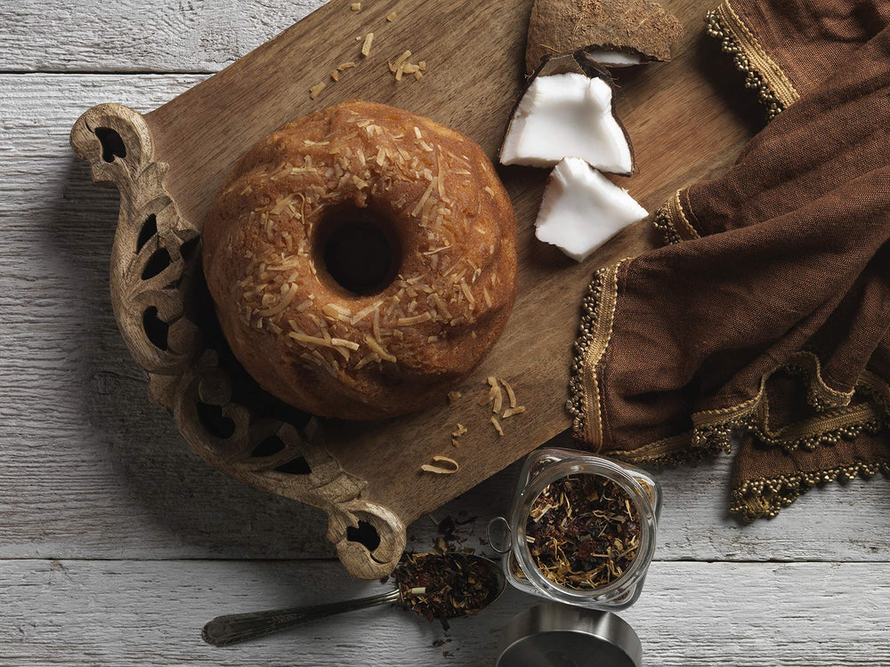 TORTUGA coconut rum cake vacuum-sealed to preserve freshness.