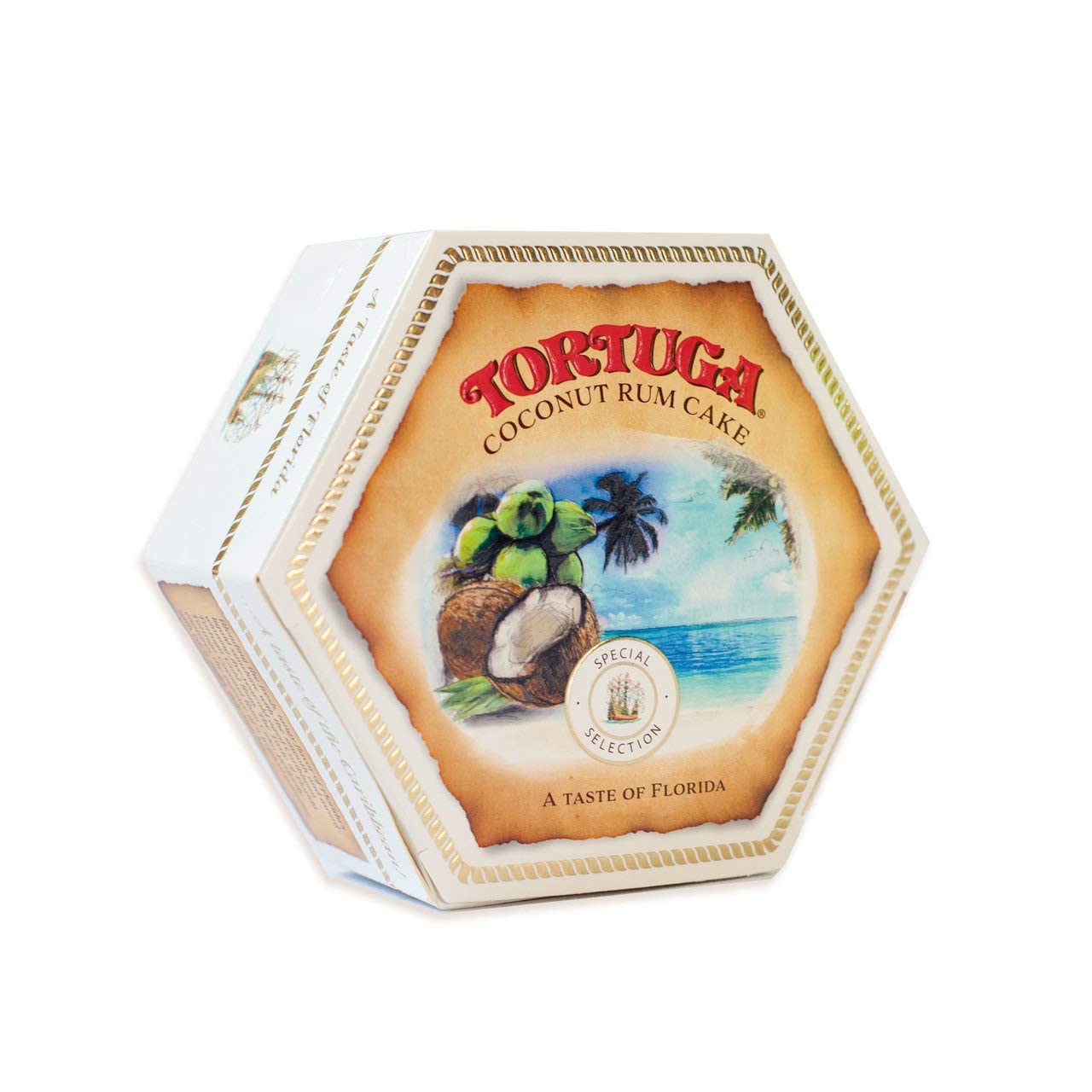 TORTUGA festive table with coconut rum cake centerpiece.