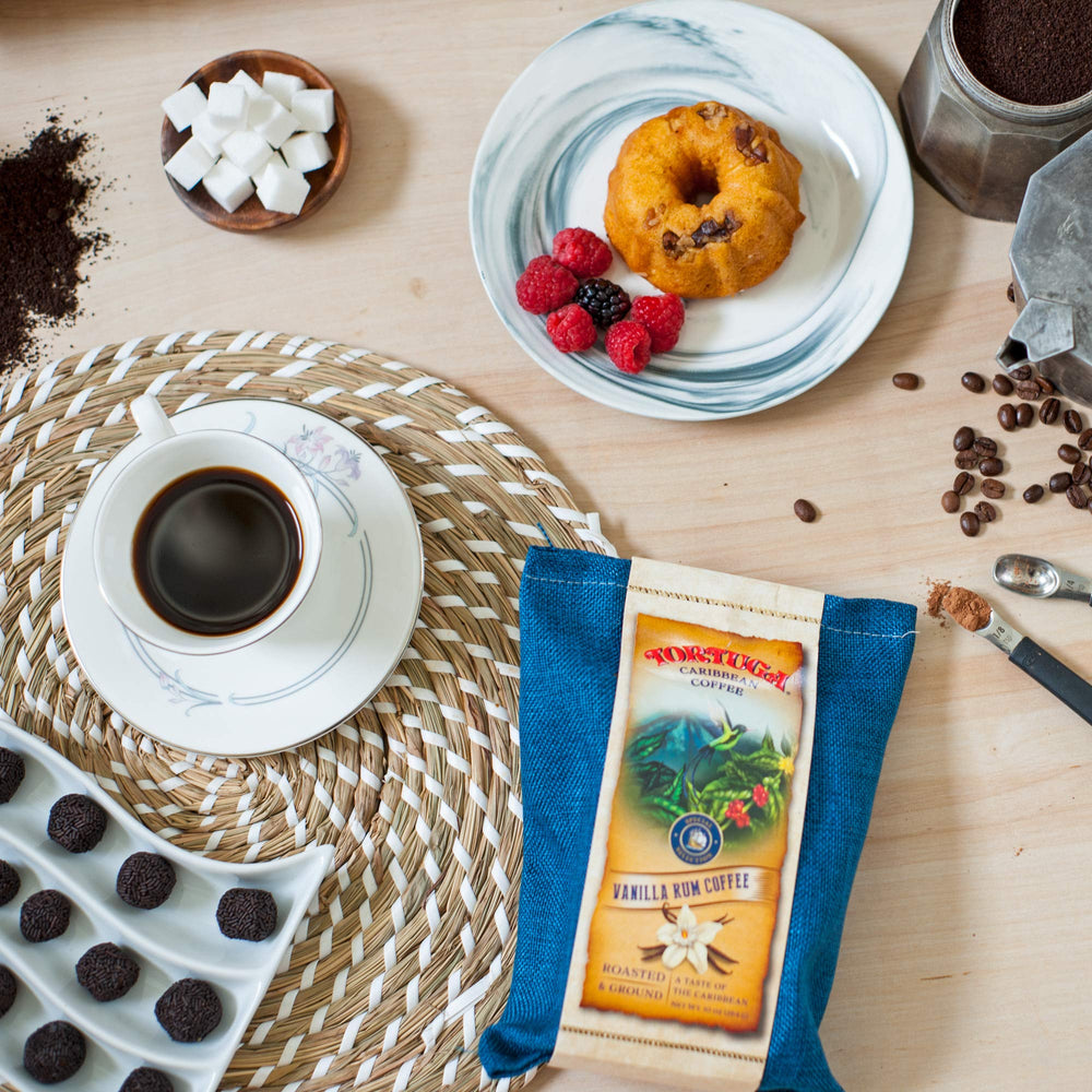 TORTUGA gift basket display with coffee for gifting occasions.