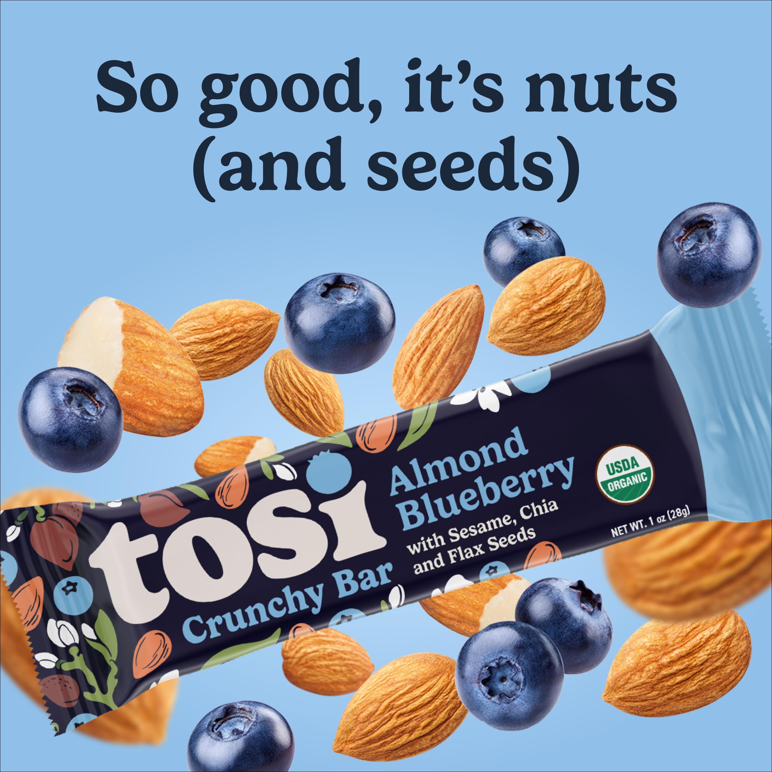 Tosi bar texture closeup showing crunch and melt-proof design.