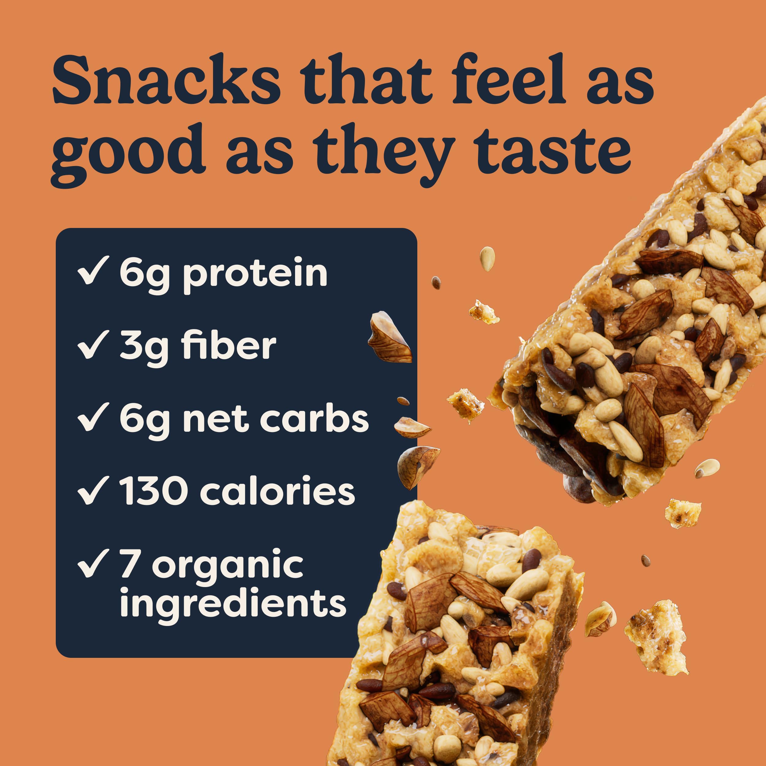 Tosi Nut Bars allergen-free icons; gluten-free, dairy-free, soy-free options.