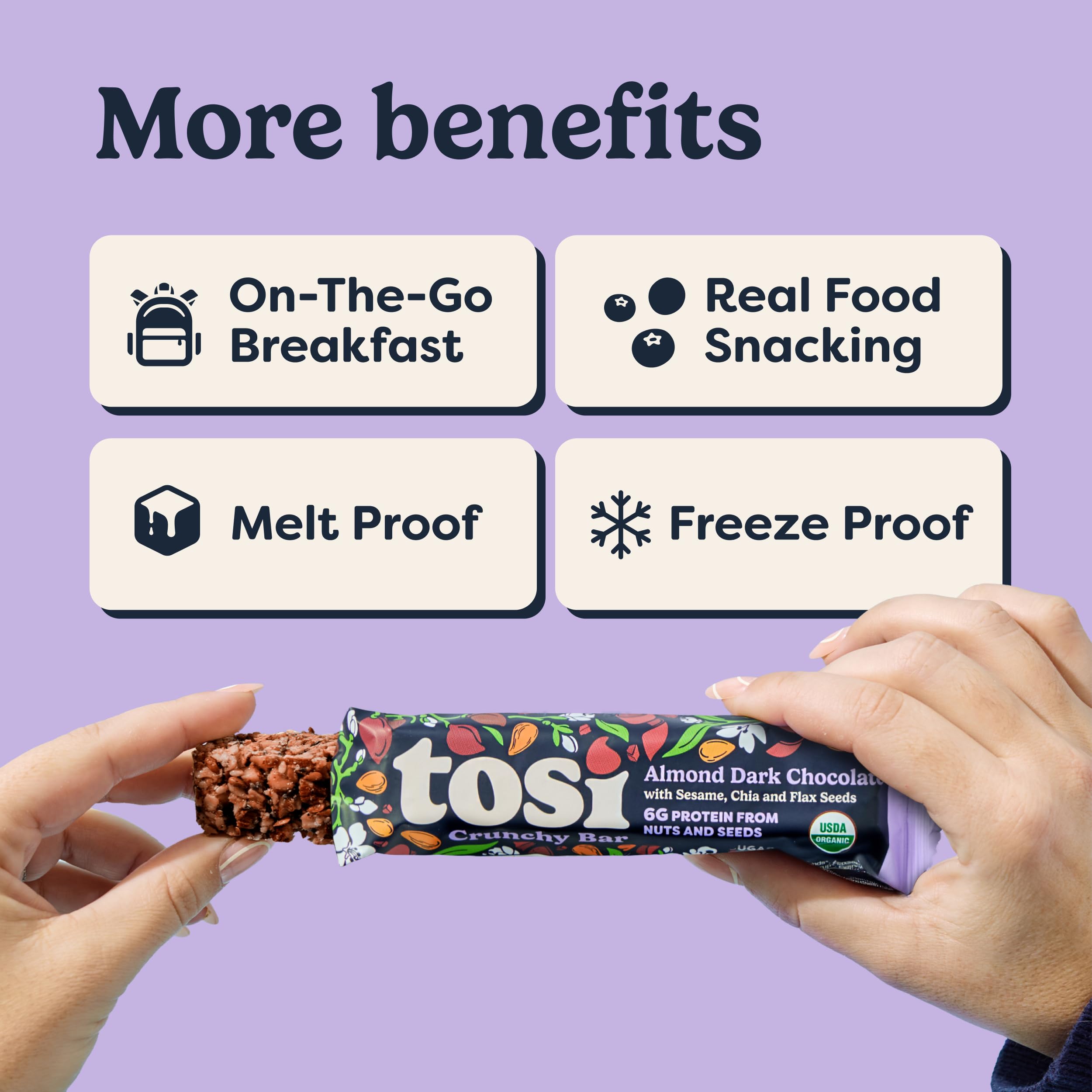 Tosi Nut Bars in pack with vegan and gluten-free labels.