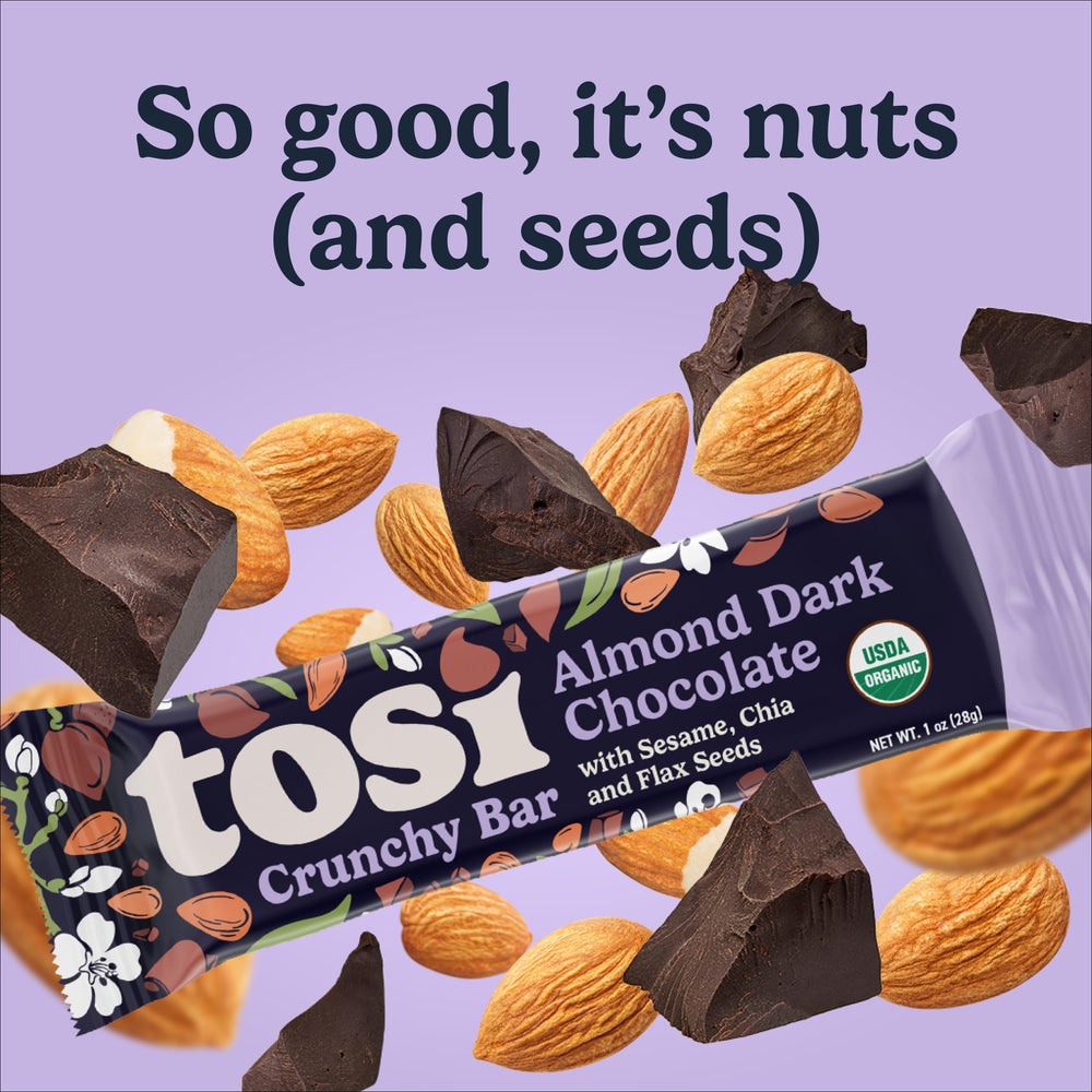 Tosi Nut Bars on a desk, quick healthy snack.