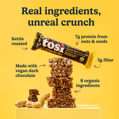 Tosi Nut Bars ingredients close-up—plant-based protein from nuts and seeds.