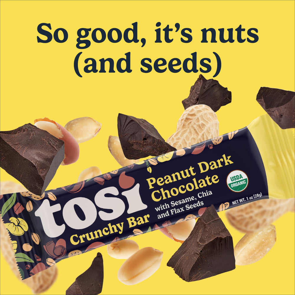 Tosi Nut Bars travel-friendly wrapper—mess-free snack for trips.