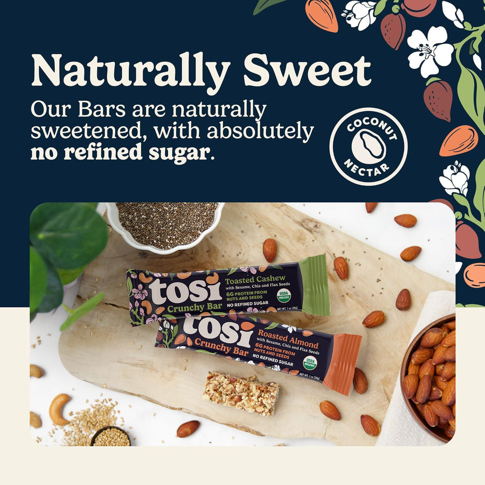 Tosi on-the-go snack for hiking, 1 oz bar.