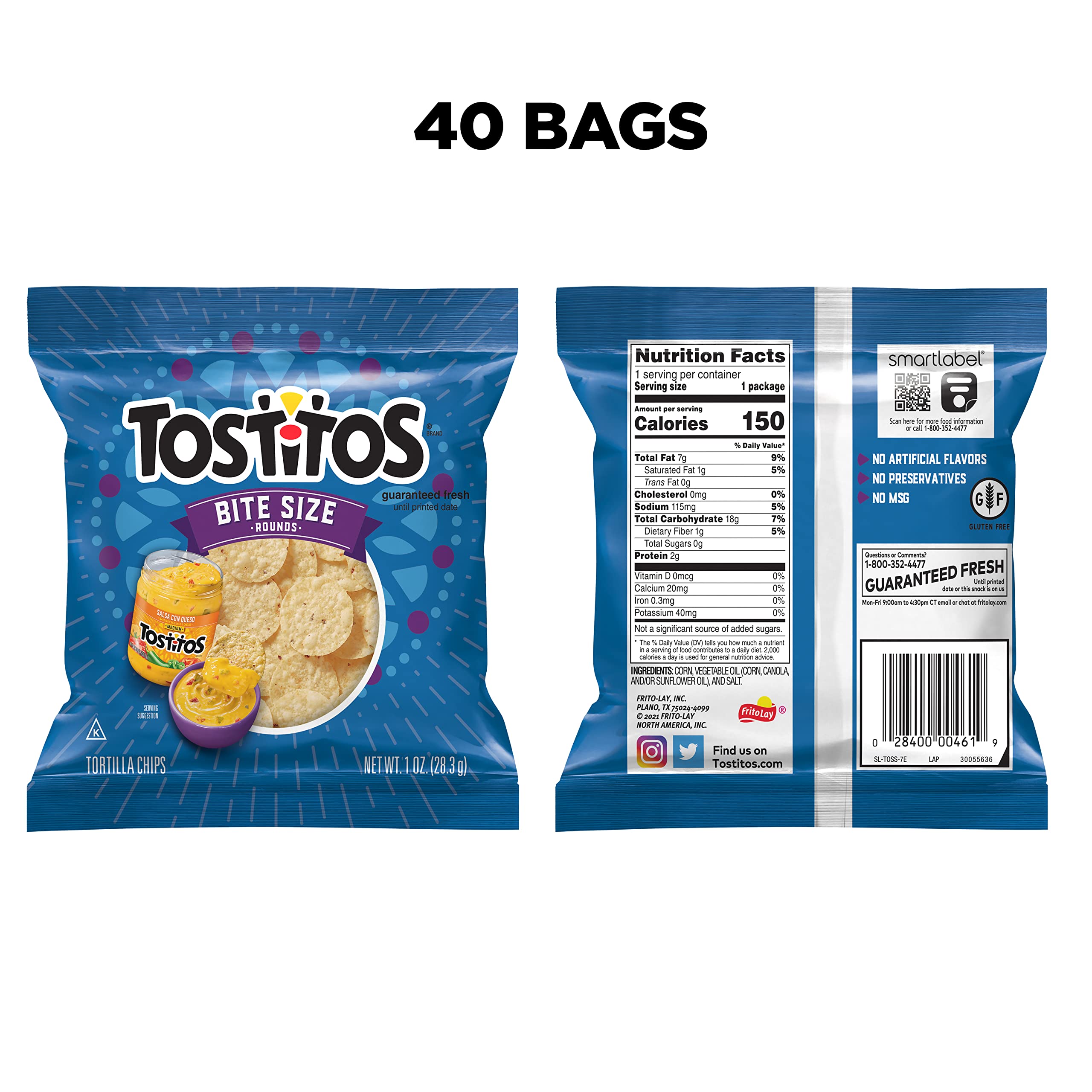 Tostitos Bite Sized Rounds gluten-free chips for carefree snacking.