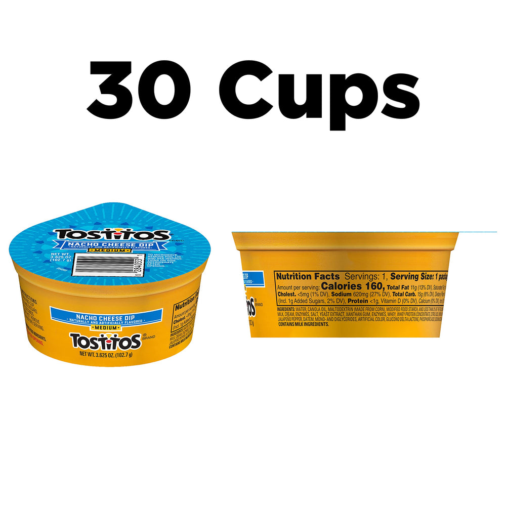 Tostitos Nacho Cheese Dip medium-heat cups ideal for gatherings