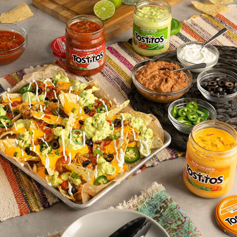 Tostitos Nacho Cheese Dip in office pantry for a quick desk snack