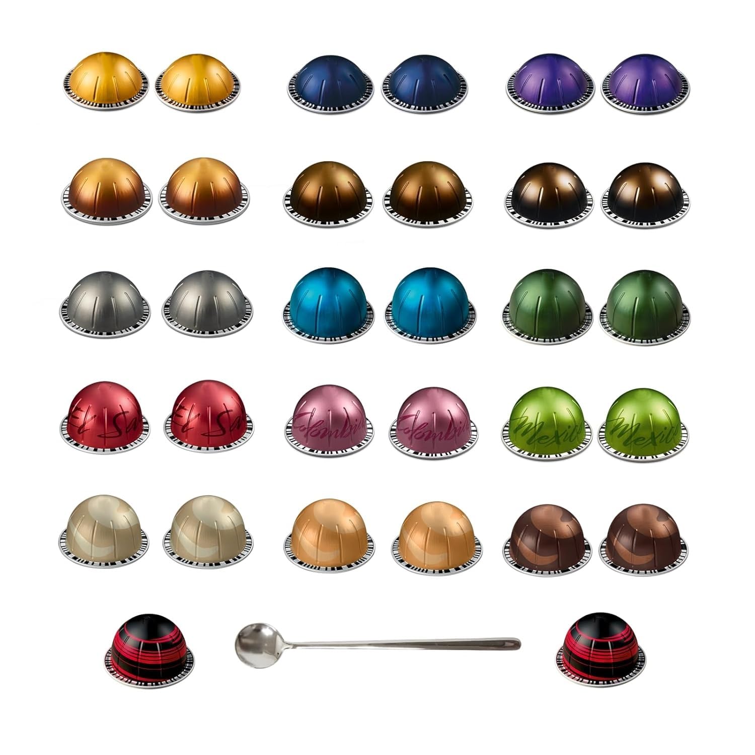 Total 32Capsules exploration kit with spoon included for easy tasting at home.