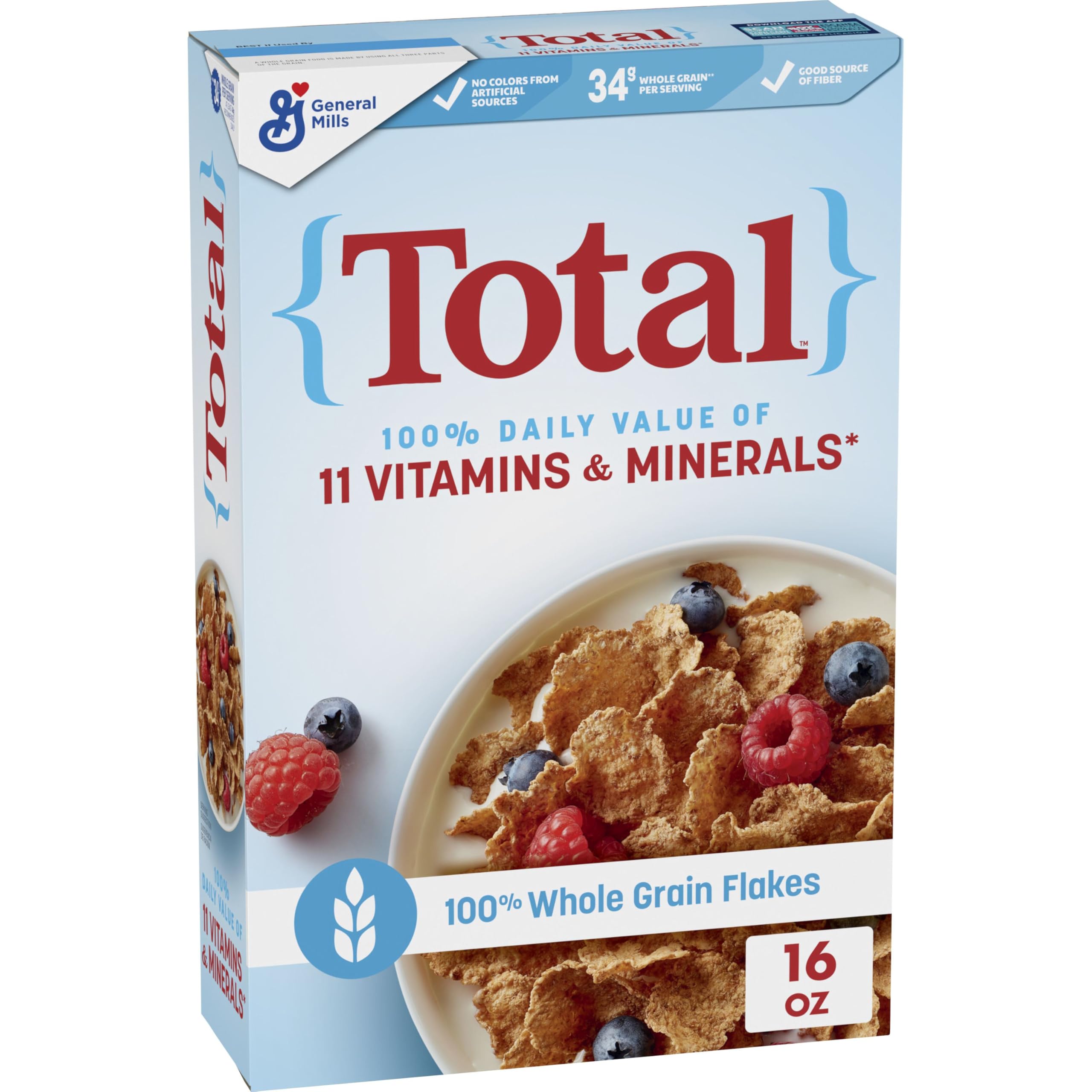 Total Breakfast Cereal bowl with milk offers a crunchy, wholesome morning start