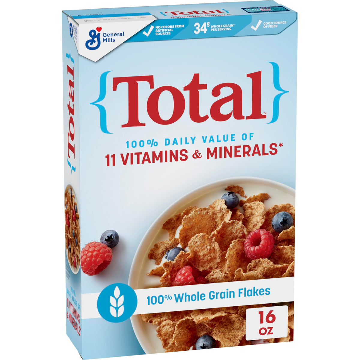 Total Breakfast Cereal bowl with milk offers a crunchy, wholesome morning start