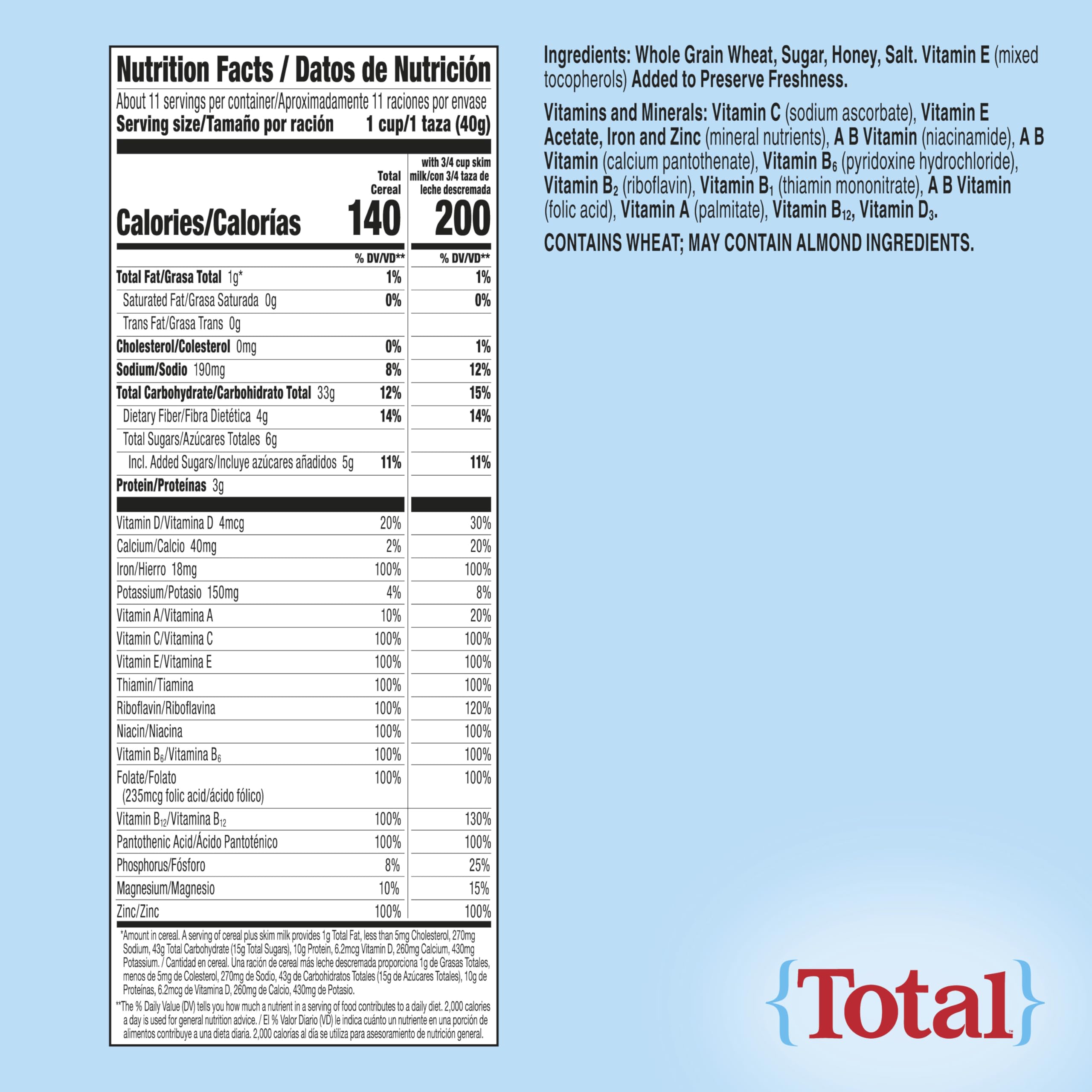 Total Breakfast Cereal on yogurt cup topping, adding texture and nutrition