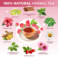 Total Tea Simming Detox Tea ginger root and chamomile imagery on label