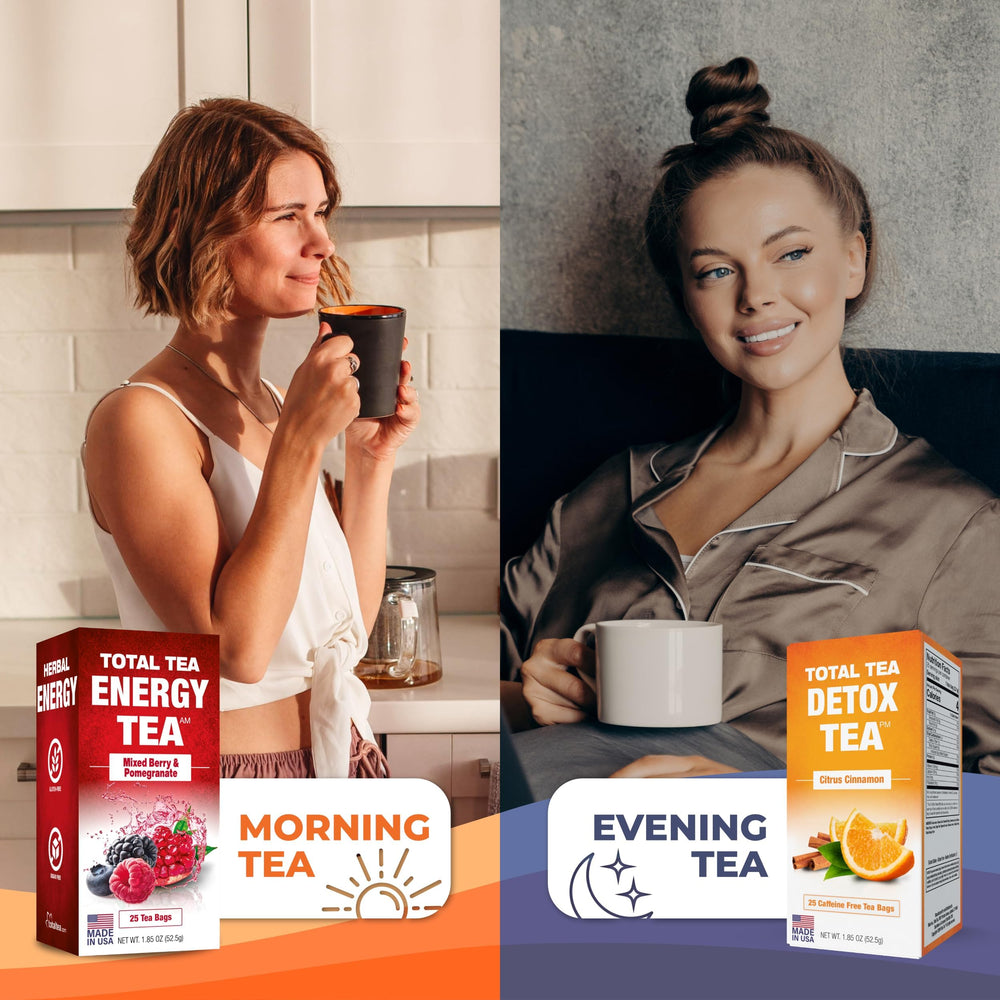 Total Tea Simming Detox Tea made in USA badge signals quality and safety.