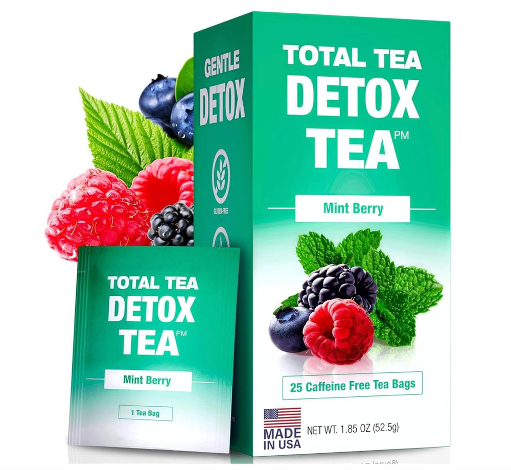 Total Tea Slimming Detox Tea bags in a box for easy daily digestion.