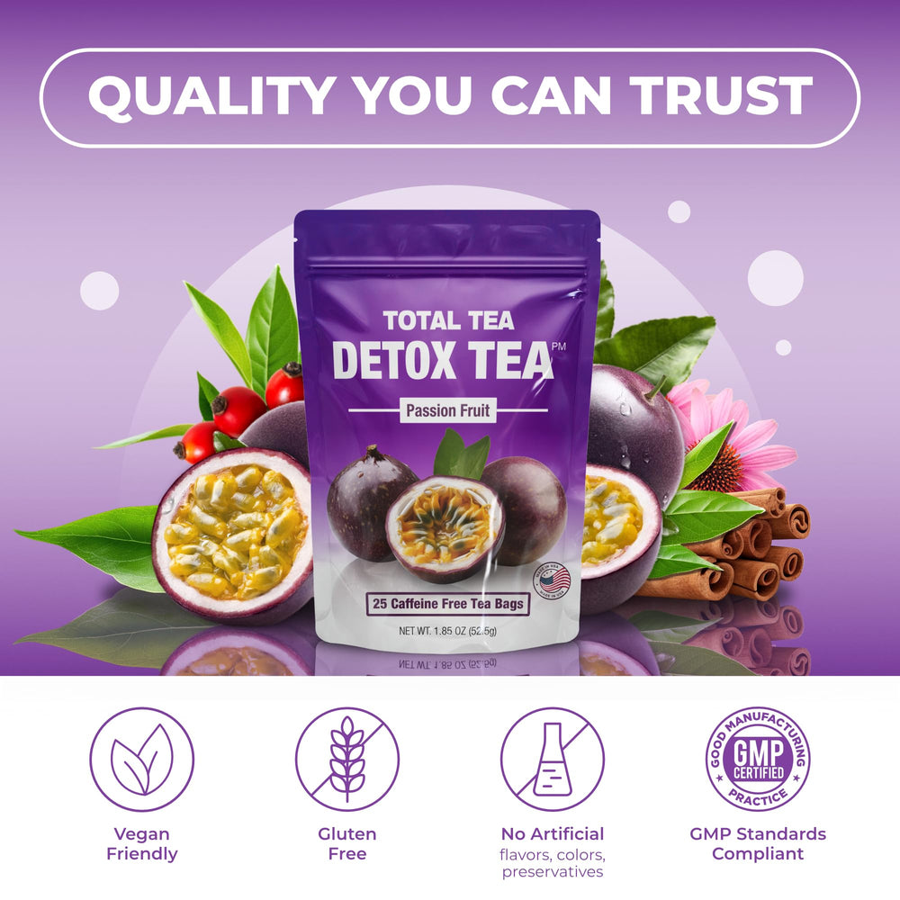 Total Tea Slimming Detox Tea hibiscus and ginger visual emphasizing refreshing fruit flavor.