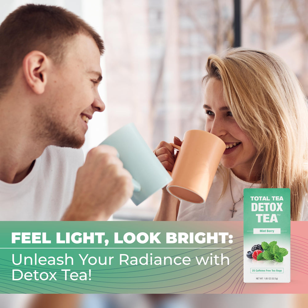 Total Tea Slimming Detox Tea vegan gluten-free kosher label on packaging.