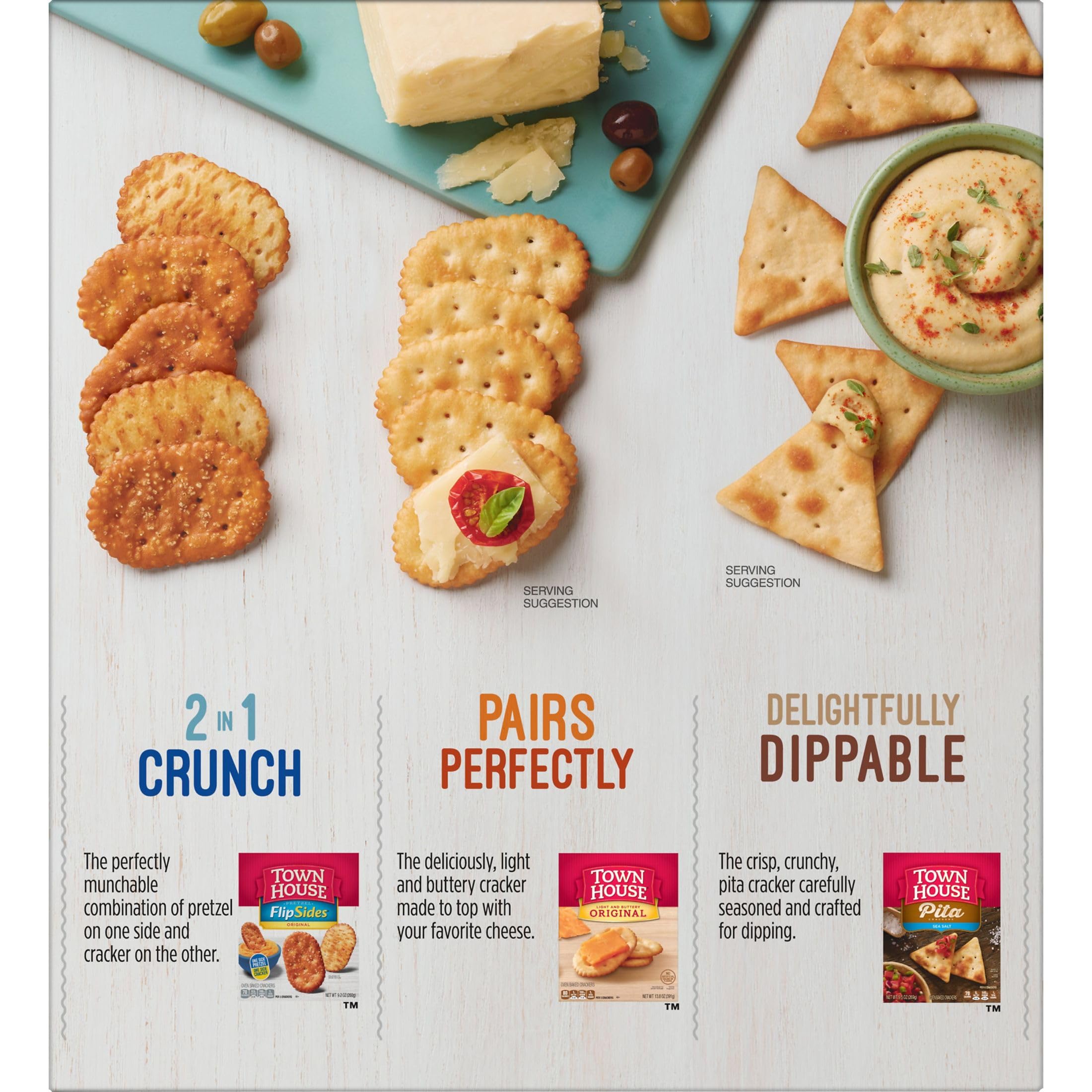 Close-up of flaky Town House Original crackers with a butter sheen.