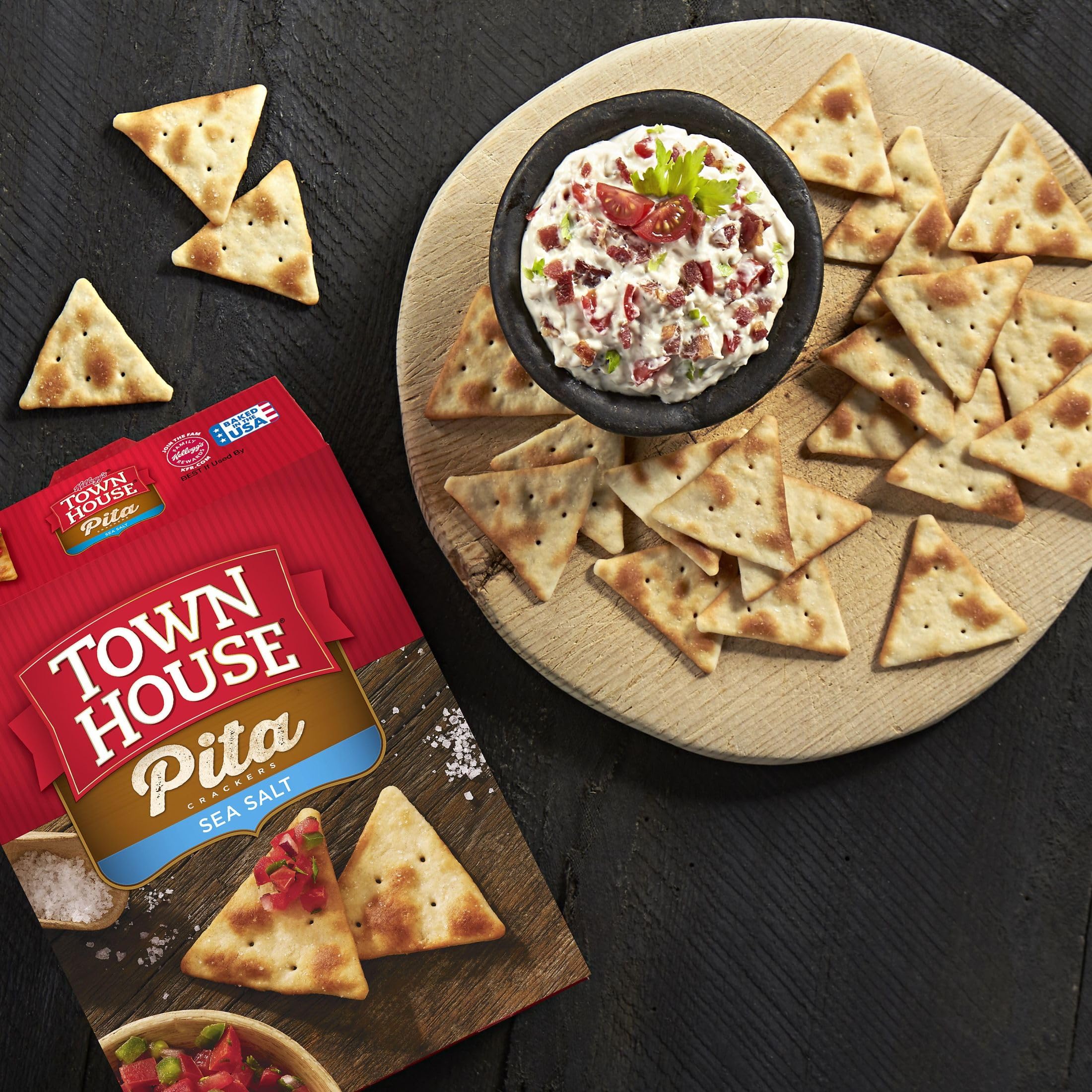 Town House Pita Crackers sea salt flavor elevates simple dips and spreads.
