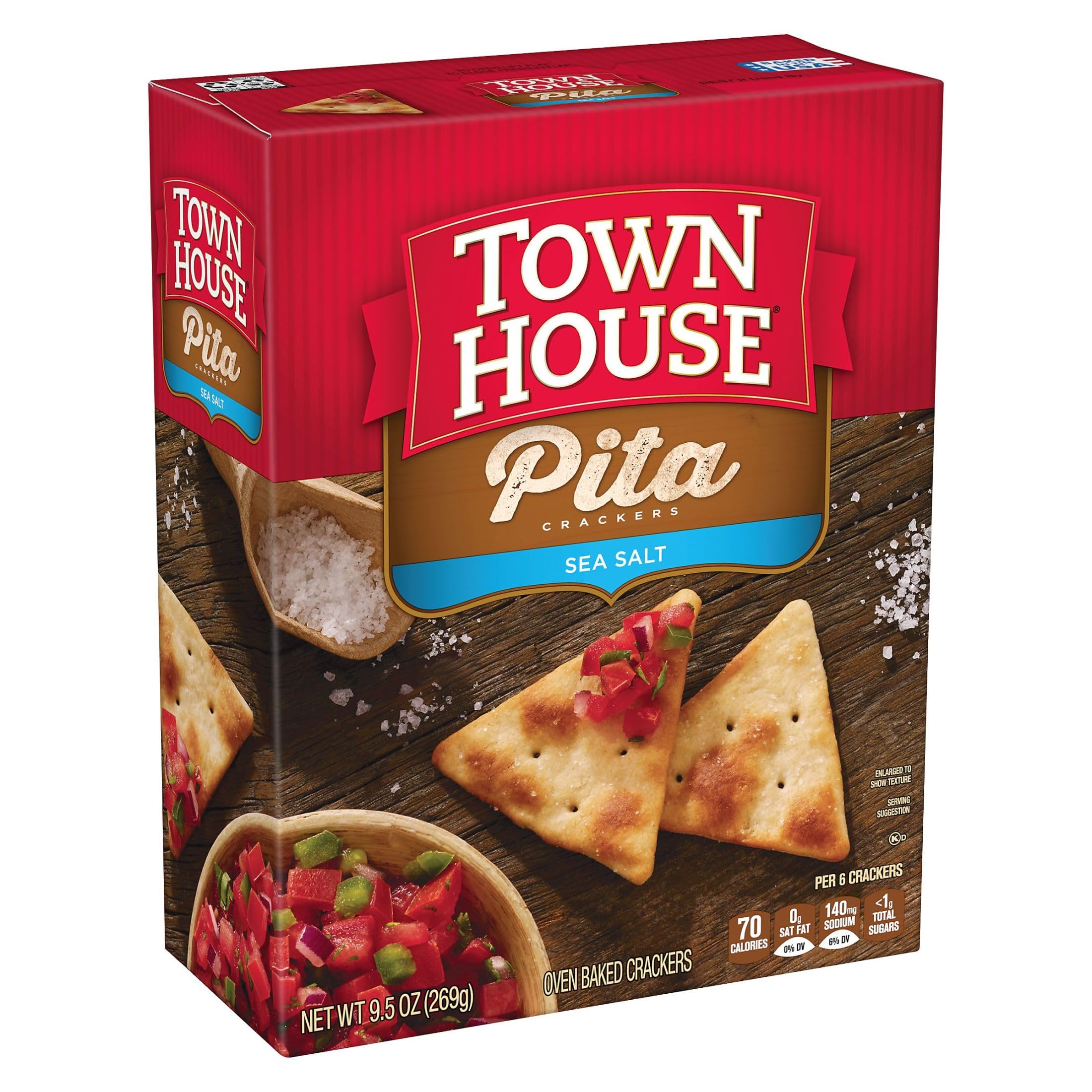 Town House Pita Crackers travel-friendly, stay fresh for ready-to-eat moments.