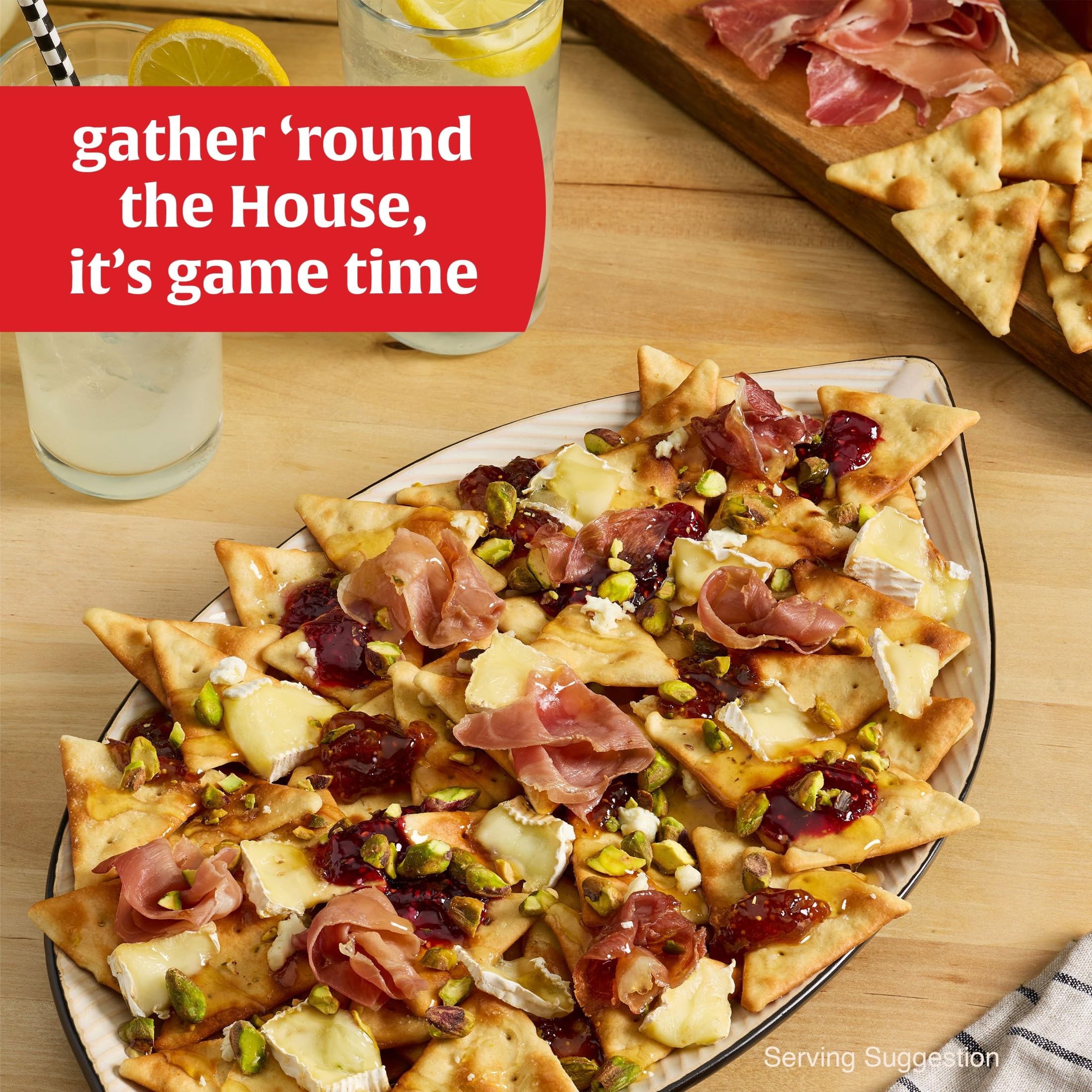 Town House Pita Sea Salt crackers on a cheese board elevate casual entertaining.