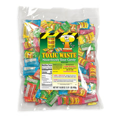 TOXIC WASTE Apple flavor candy delivers bold tangy bite for sharing.