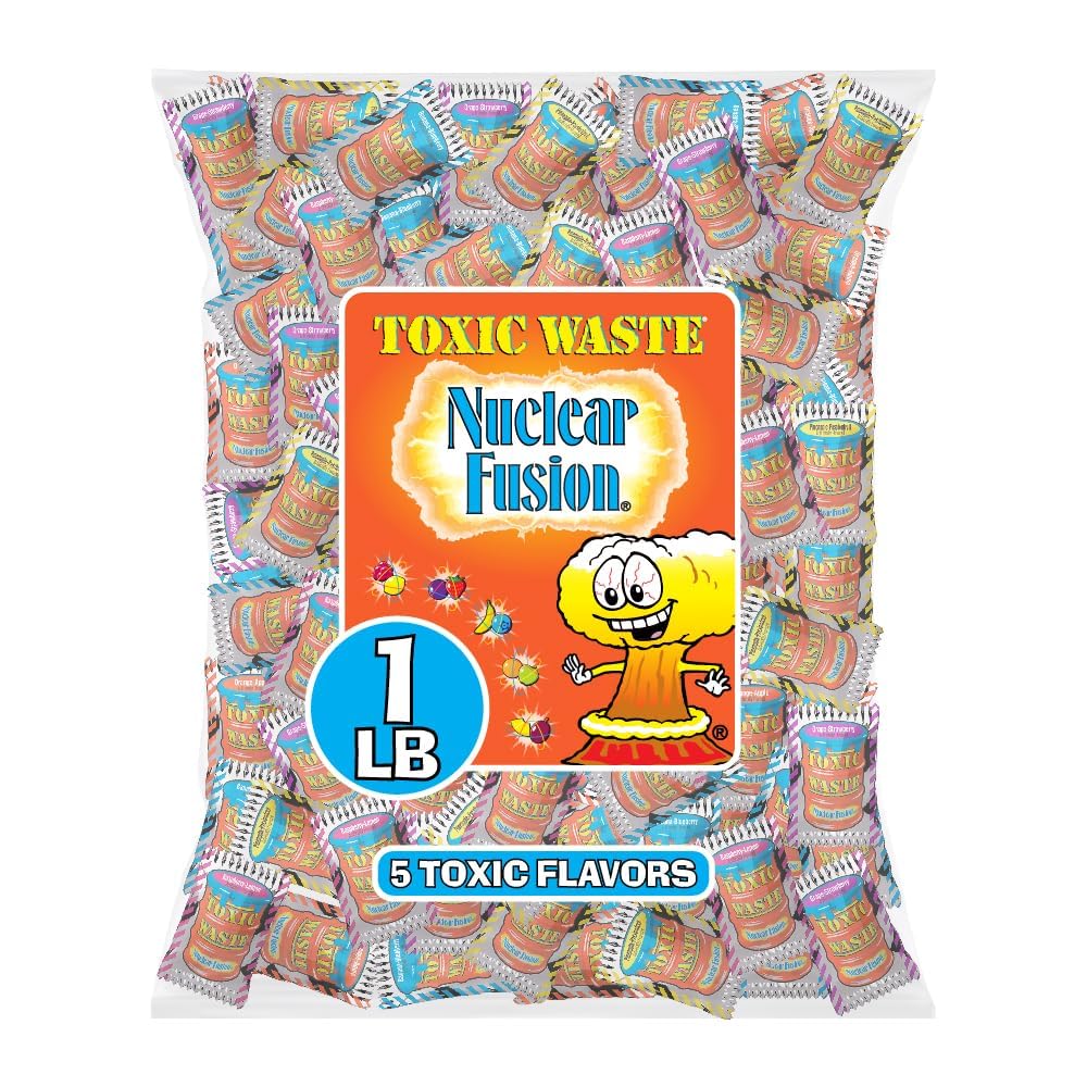 TOXIC WASTE Nuclear Fusion Raspberry-Lemon candy delivers bold tang for a sour craving