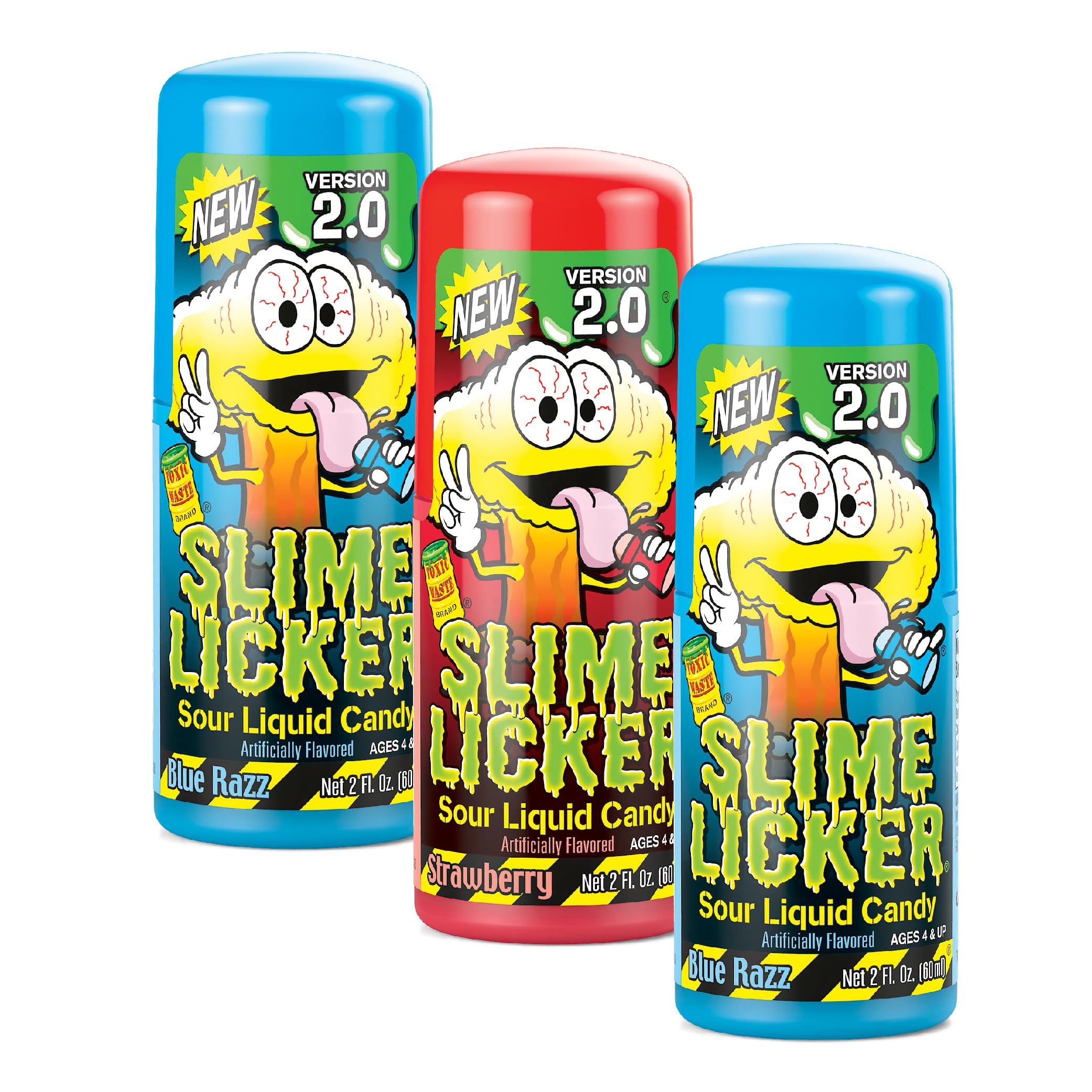 TOXIC WASTE Slime Licker 2.0 strawberry bottle delivers bold sour flavor for a quick snack.