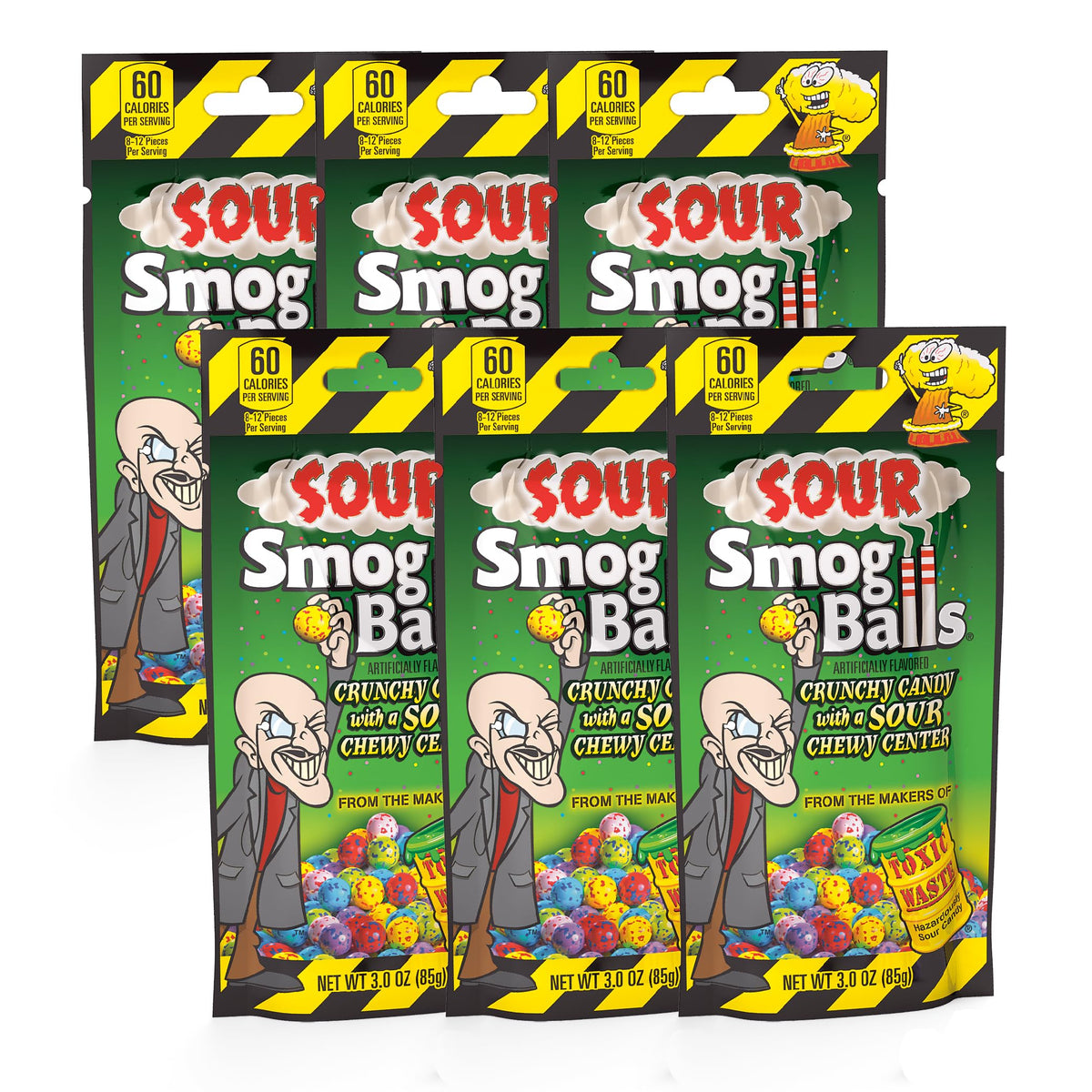 TOXIC WASTE Sour Smog Balls crunchy shell close-up for a bold sour snack.