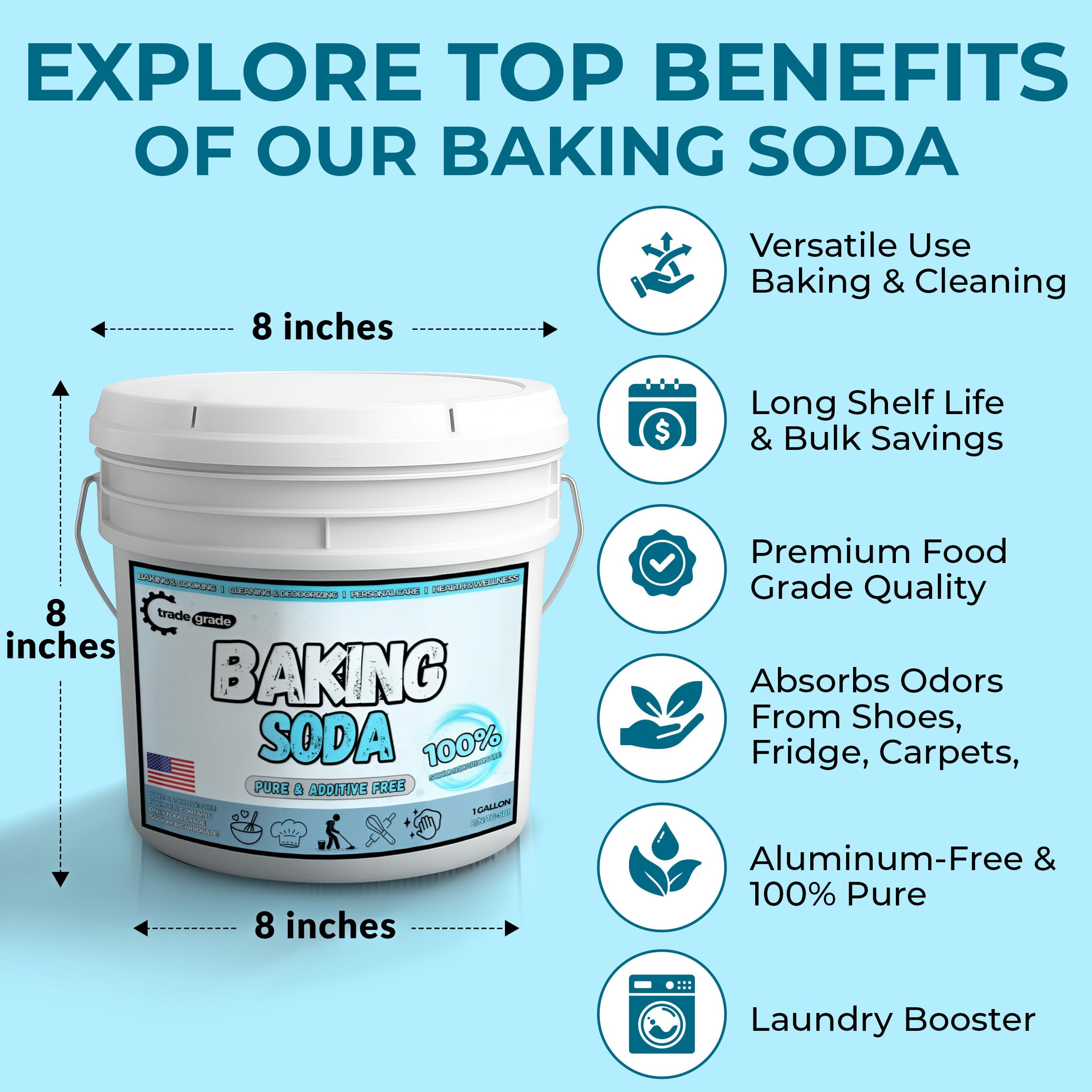 TradeGrade Pure Baking Soda Powder in DIY skincare setup for gentle cleansing