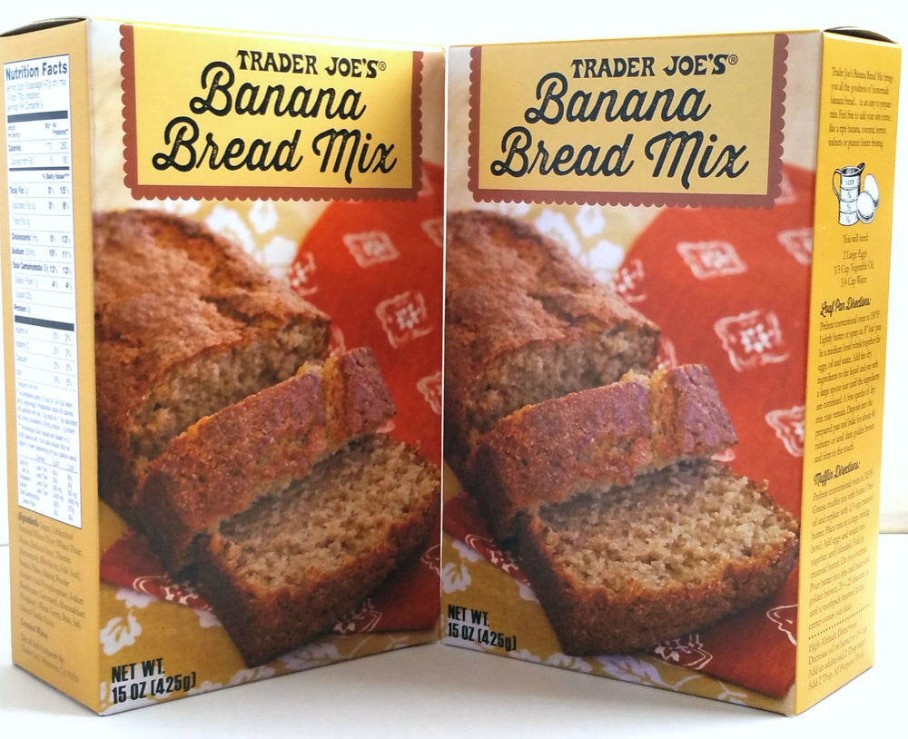 Trader Joe's Banana Bread Mix front box view for quick baking inspiration