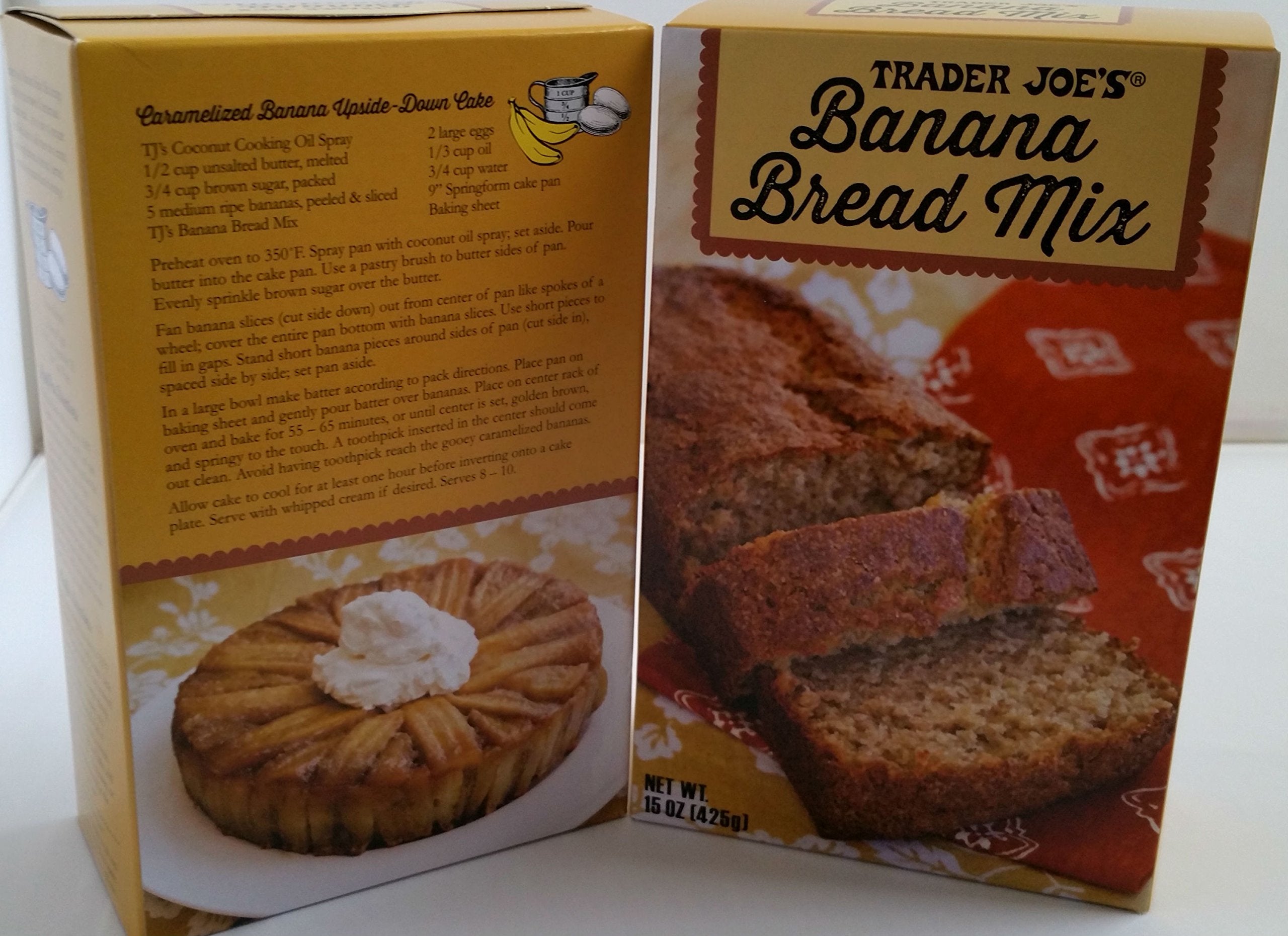 Trader Joe's Banana Bread Mix net weight label visible for easy reference