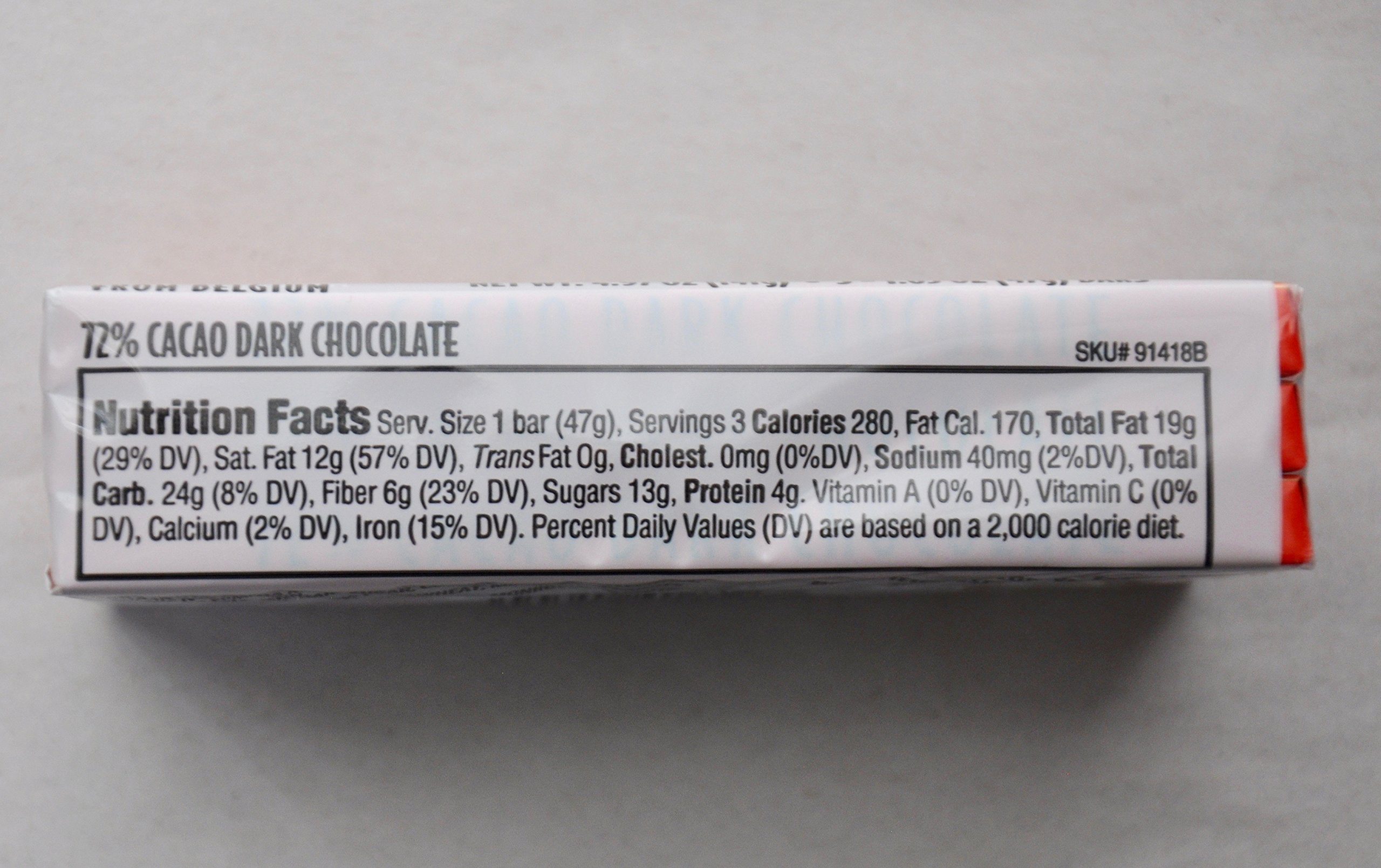 Trader Joe's Belgian Dark Chocolate Bars variety-pack display presents three flavors for tasting sessions