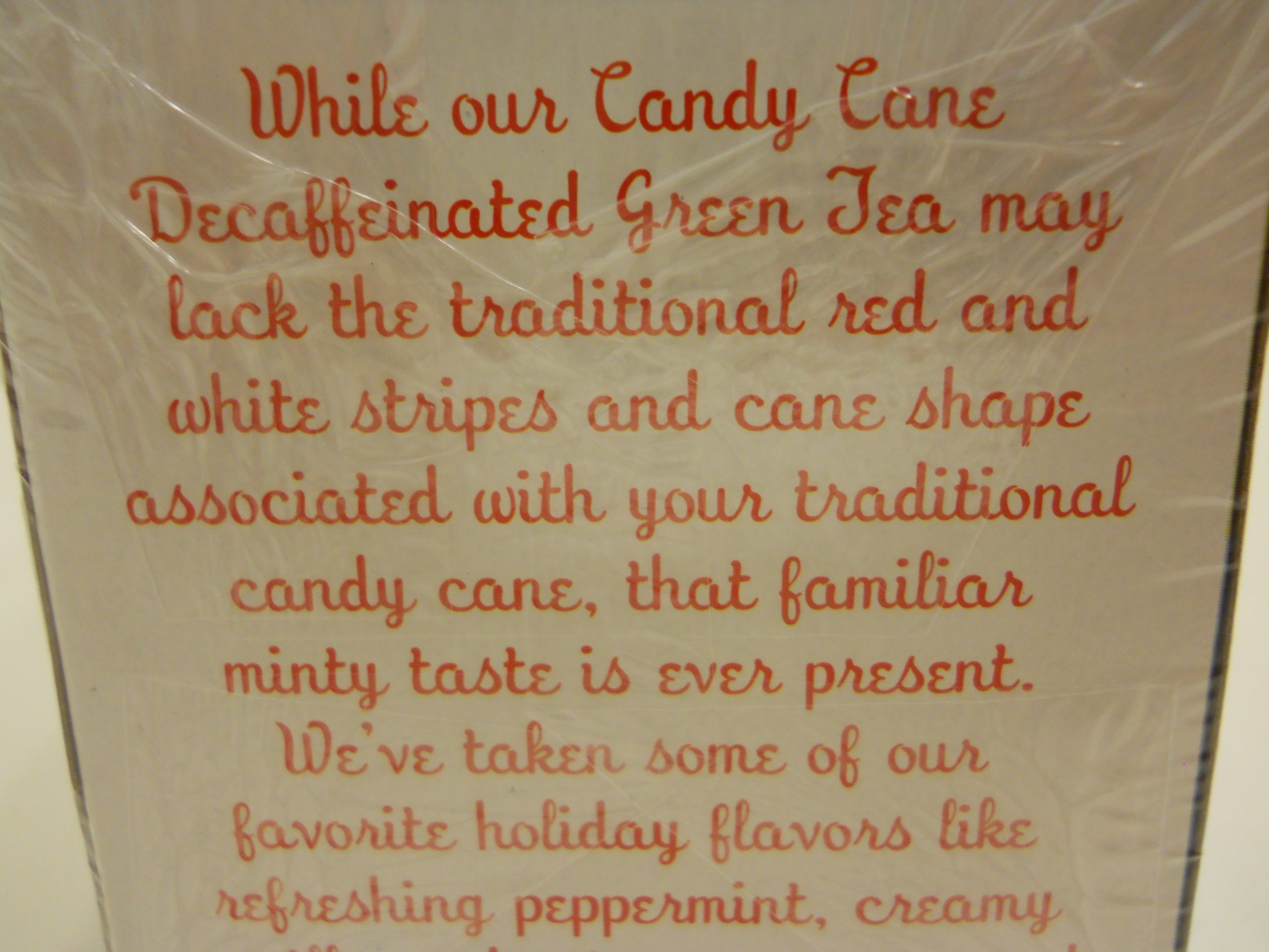 Trader Joe's Candy Cane Green Tea holiday display on shelf