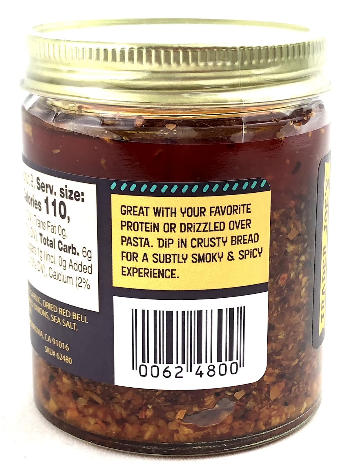 Trader Joe's Chili Onion Crunch topping on a dish for extra crunch and heat.