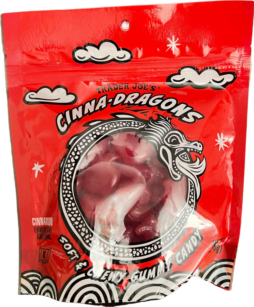 Serving bowl with Trader Joe's Cinna-Dragons gummies for snack time.