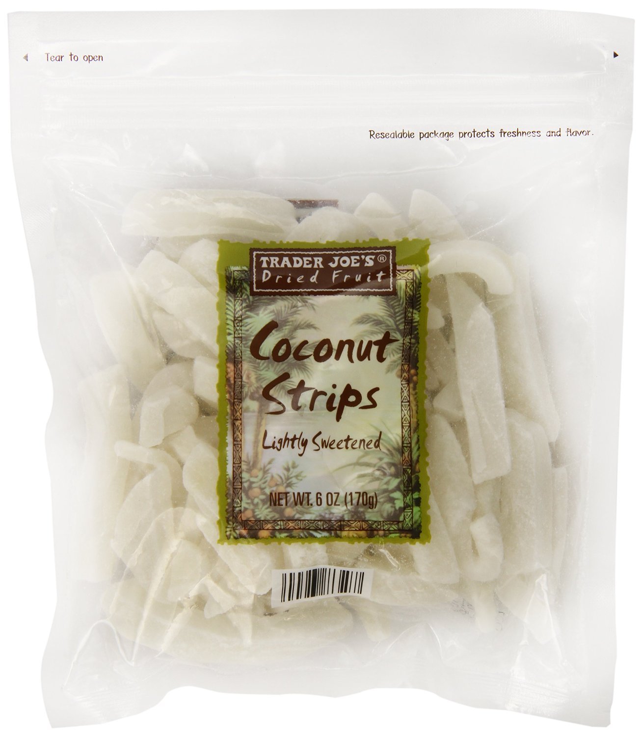 Serving idea image with yogurt, oats, or trail mix featuring coconut strips.